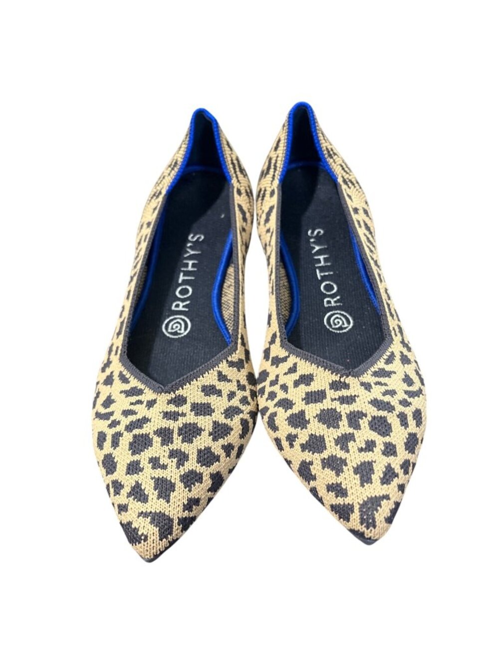 Rothys Women Size 8 The Point Flats Leopard Cheetah Print Ballet Flats Tan Black